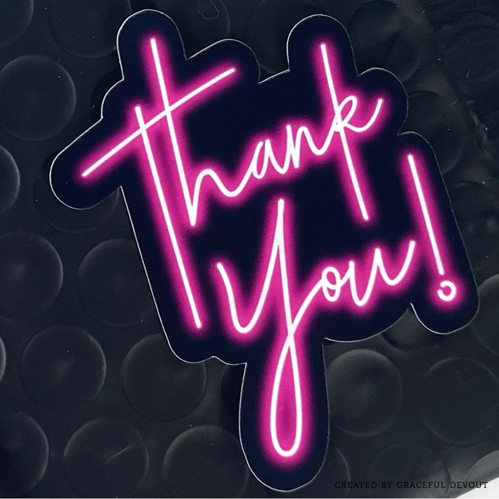Thank You!- 2" (inches) (96ct.) (Pink Neon) Stickers - Picture 2 of 4